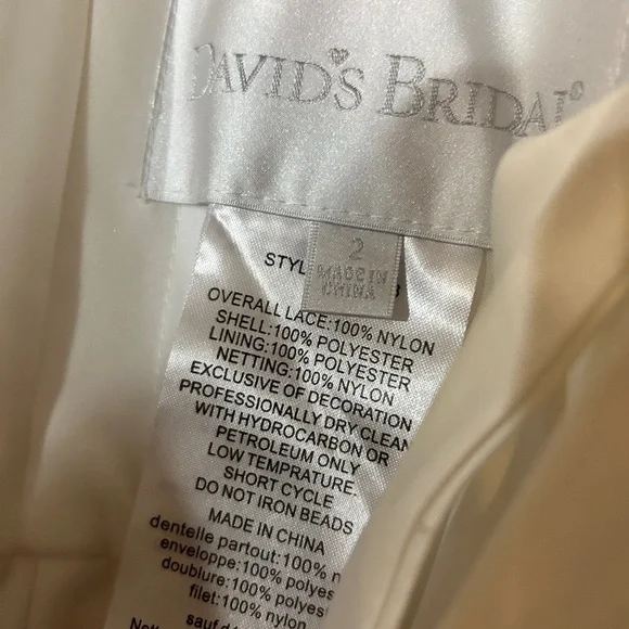 David’s Bridal Gown Wedding Dress Lace Corset Tulle Princess style size 2 ivory - Picture 10 of 16
